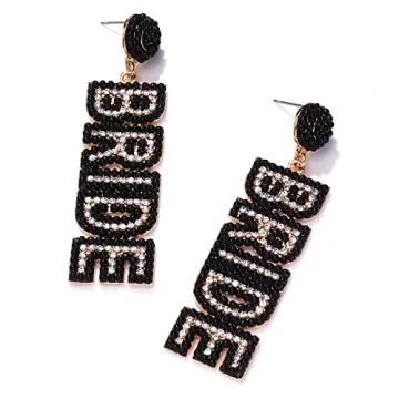 Rhinestone Bride Earrings for Bachelorette Parties and Weddings