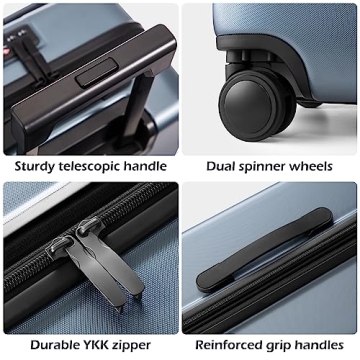 Coolife ABS+PC Spinner Luggage Set with TSA Lock