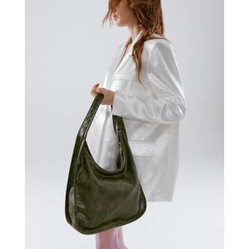 NEWBELLA Women's Hobo Handbags - Soft PU Leather Shoulder Tote Purses with Zipper for Stylish and Fu...