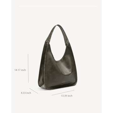 NEWBELLA Women's Hobo Handbags - Soft PU Leather Shoulder Tote Purses with Zipper for Stylish and Functional Everyday Use (Green)