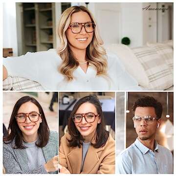 AMOMOMA 3 Pack Oversized Aviator Spring Hinge Reading Glasses for Women Men,Retro Blue Light Computer Reader Frame AM6081