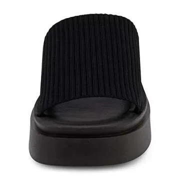 CUSHIONAIRE Women's Pim knit platform sandal with +Memory Foam, Black Weave 8.5