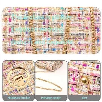 DFJXXX Women Tweed Small Shoulder Bag Handbag and Purse Fashion Ladies Chain Quilted Crossbody Bag Evening Bag Clutch (Pink)