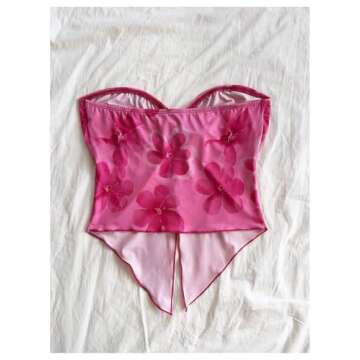 GORGLITTER Women's Floral Strapless Tube Top - Stylish & Chic Crop