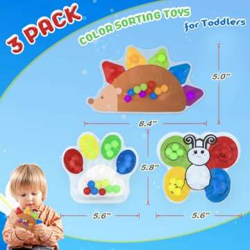 Squishy Sensory Toys for Kids - 3 Pack Color Sorting Sensory Toys for Kids with Autism - Stress Anxiety Relief Toys for Calm Down - Toddler Travel Fidget Toys - Easter Basket Stuffers for Kids