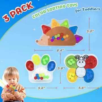 Squishy Sensory Toys for Kids - 3 Pack Color Sorting Sensory Toys for Kids with Autism - Stress Anxiety Relief Toys for Calm Down - Toddler Travel Fidget Toys - Easter Basket Stuffers for Kids
