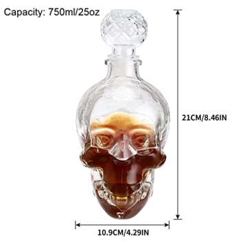 MDLUU Glass Wine Decanter, Skull Decanter Bottle, Liquor Decanter with Airtight Stopper, Wiskey Vodk...