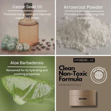 HygieneLab Men's Hair Gel - EWG Verified, Strong Hold, Matte Finish, Weightless Texture, Sandalwood Scent, Non-Toxic Clean Formula, Suitable for All Hair Types