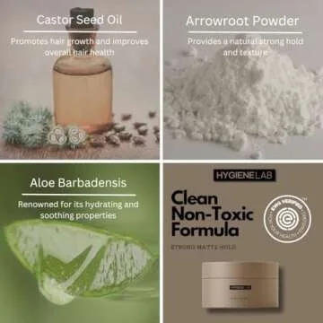 HygieneLab Men's Hair Gel - EWG Verified, Strong Hold, Matte Finish, Weightless Texture, Sandalwood Scent, Non-Toxic Clean Formula, Suitable for All Hair Types