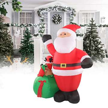 Christmas Inflatables Santa Elk with Inflatable Set, Inflatables Outdoor Decorations, Built in LED Lights Holiday Blow Up Yard Decoration for Christmas, Yard, Holiday, Party(US110-240V)