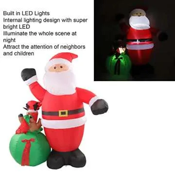 Christmas Inflatables Santa Elk with Inflatable Set, Inflatables Outdoor Decorations, Built in LED Lights Holiday Blow Up Yard Decoration for Christmas, Yard, Holiday, Party(US110-240V)