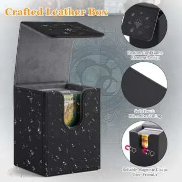 Arkeiliy Card Deck Box, 110+ Storage MTG Deck Box with 50 Pcs Card Sleeve, Collectible Trading Card Cases for Magic Commander and More (Black)