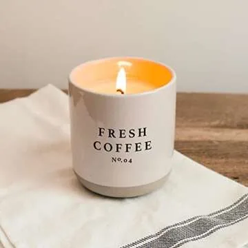Sweet Water Decor Fresh Coffee Candle - Caramel Creme, Mocha Latte, and Kona Coffee Scented Candle for Home - 12oz Stone Jar, 60+ Hour Burn Time, Made in the USA