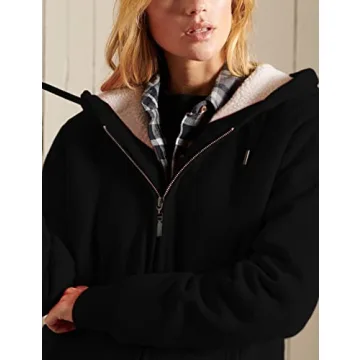 Yeokou Women's Sherpa Lined Zip Up Hoodie Black