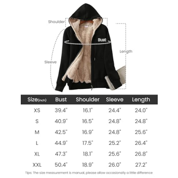 Yeokou Women's Sherpa Lined Zip Up Hoodie Black