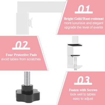 Anmakou Over the Table Rod Stand with Clamps Adjustable 13''-42'' Tall 29''-98'' Length White Table Arch Ideal for Wedding Birthday Halloween Christmas Decorations