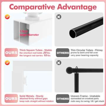 Anmakou Over the Table Rod Stand with Clamps Adjustable 13''-42'' Tall 29''-98'' Length White Table Arch Ideal for Wedding Birthday Halloween Christmas Decorations