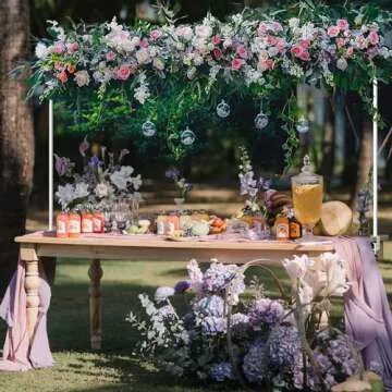 Anmakou Over the Table Rod Stand with Clamps Adjustable 13''-42'' Tall 29''-98'' Length White Table Arch Ideal for Wedding Birthday Halloween Christmas Decorations