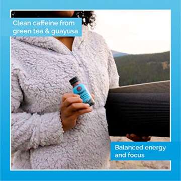 Ethan's Organic Clean Energy Shots Pomegranate Blueberry, Sugar Free Natural Pre-Workout Focus Boost, Gluten Free, Vegan, B6 & B12 Vitamin C with Green Tea Extract and Guayusa (4 Pack of 2oz Shots)