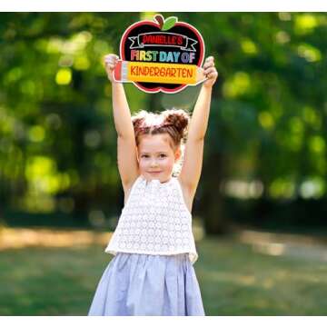 JUESMOS First and Last Day of School Chalkboard, 9.5"x11.8" Double Sided Pencil Back to School Sign for Kids Girls Boys Reusable 1st Day of Kindergarten Preschool Photo Props Sign