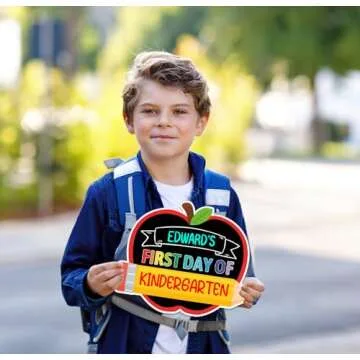 JUESMOS First and Last Day of School Chalkboard, 9.5"x11.8" Double Sided Pencil Back to School Sign for Kids Girls Boys Reusable 1st Day of Kindergarten Preschool Photo Props Sign