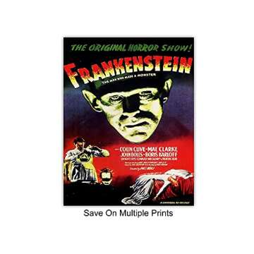 Godzilla, Dracula, The invisible Man, The Mummy, Frankenstein Wall Art & Decor - Vintage Horror Monster Movie Posters - Home Theater Set - Classic Scary Movie - Man Cave, Boys Bedroom, Teens Room