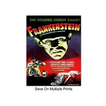 Godzilla, Dracula, The invisible Man, The Mummy, Frankenstein Wall Art & Decor - Vintage Horror Monster Movie Posters - Home Theater Set - Classic Scary Movie - Man Cave, Boys Bedroom, Teens Room