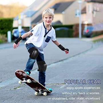 Knee Pads, Protective Knee Pads For Women Adults/Young, Skating Protective Gear Knee Pad Elbow Pad Wrist Pad Set, Sports Protective Equipment With Skateboard, Roller Skating, Bicycle, Scooter (Large)