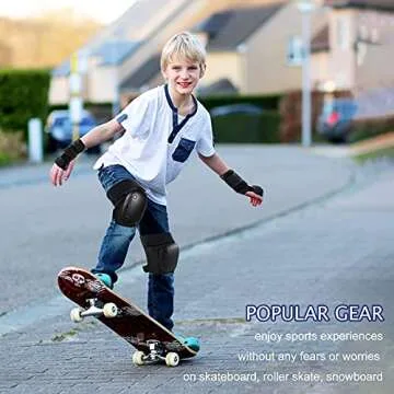 Knee Pads, Protective Knee Pads For Women Adults/Young, Skating Protective Gear Knee Pad Elbow Pad Wrist Pad Set, Sports Protective Equipment With Skateboard, Roller Skating, Bicycle, Scooter (Large)