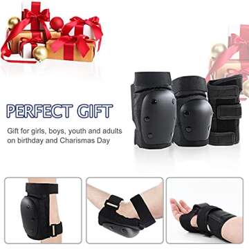Knee Pads, Protective Knee Pads For Women Adults/Young, Skating Protective Gear Knee Pad Elbow Pad Wrist Pad Set, Sports Protective Equipment With Skateboard, Roller Skating, Bicycle, Scooter (Large)