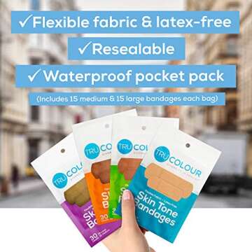 Tru-Colour Skin Tone Bandages Variety 4 Bag Pack (120 Count)