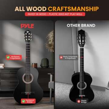 Pyle Beginner Acoustic Guitar Kit - All Wood, 36"