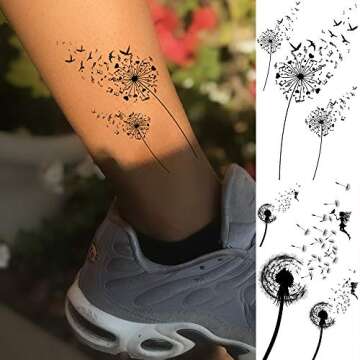 EGMBGM 13 Sheets Beautiful Dandelion Temporary Tattoos For Women Realistic Flying Dandelion Birds Butterfly Fake Tattoos Flowers For Girls Kids Hand Wrist Neck Decoration Temp Tatoos Temporary Sticker
