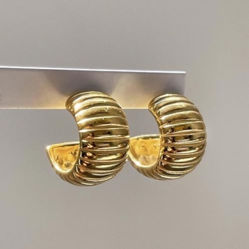 Trendy 18K Gold Plated Chunky Gold Hoop Earrings