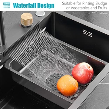 MWIDCIEW Waterfall Kitchen Sink with Faucet and Accessories