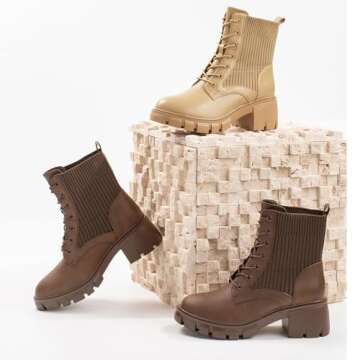 IXU 2024 Women's Chelsea Boots Chunky Boots Platform Ankle Shoes Pull-On Lug Sole Elastic Fall Black Fashion Booties