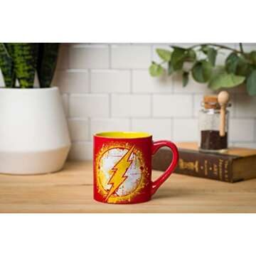 Silver Buffalo DC Comics Flash Splatter Paint Logo Ceramic Mug, 14 Ounces