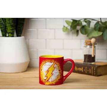Silver Buffalo DC Comics Flash Splatter Paint Logo Ceramic Mug, 14 Ounces