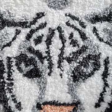 ZSCYD-yingda1992 Tiger Shaped Bathroom Rug Animals Bath Mat Rug Non-Slip Door Mat for Bedroom Bathroom Kitchen Cartoon Rug for Tub Soft Bathmat Home Decor (65x98cm/25.6x38.6in) White