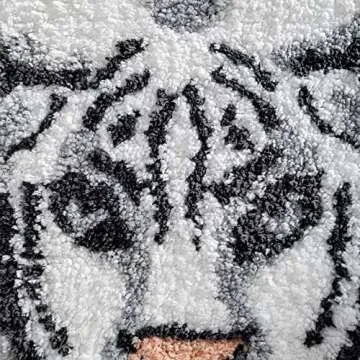 ZSCYD-yingda1992 Tiger Shaped Bathroom Rug Animals Bath Mat Rug Non-Slip Door Mat for Bedroom Bathroom Kitchen Cartoon Rug for Tub Soft Bathmat Home Decor (65x98cm/25.6x38.6in) White