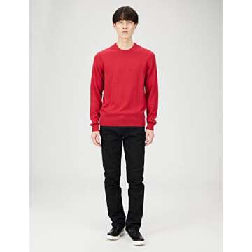 Amazon Essentials Men's Crewneck Sweater, 100% Cotton, Red, Medium, Big & Tall Options Available