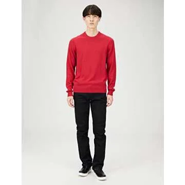 Amazon Essentials Men's Crewneck Sweater, 100% Cotton, Red, Medium, Big & Tall Options Available