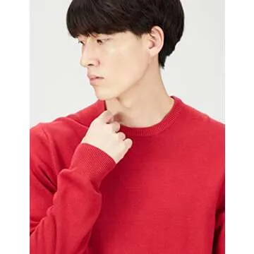 Amazon Essentials Men's Crewneck Sweater, 100% Cotton, Red, Medium, Big & Tall Options Available