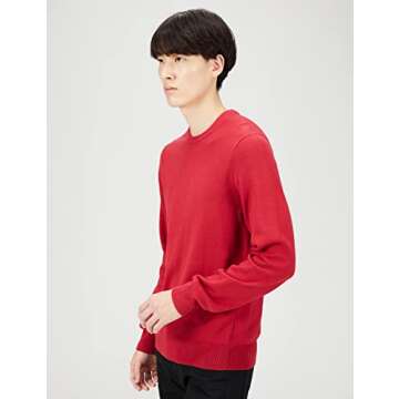 Amazon Essentials Men's Crewneck Sweater, 100% Cotton, Red, Medium, Big & Tall Options Available