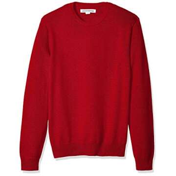 Amazon Essentials Men's Crewneck Sweater, 100% Cotton, Red, Medium, Big & Tall Options Available