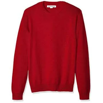 Amazon Essentials Men's Crewneck Sweater, 100% Cotton, Red, Medium, Big & Tall Options Available