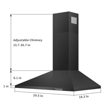 SNDOAS 30" Wall Mount Range Hood - Black Stainless Steel