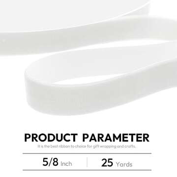 Quhora Velvet Ribbon, 5/8 Inch X 25 Yd with Spool, White Velvet Ribbon- Ideal for Crafts, Gifts, Bow...