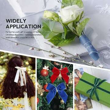 Quhora Velvet Ribbon, 5/8 Inch X 25 Yd with Spool, White Velvet Ribbon- Ideal for Crafts, Gifts, Bows, Christmas Trees, Weddings, and Ornaments