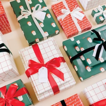 Premium Christmas Wrapping Paper Set - 3 Rolls, 105 sq. ft.